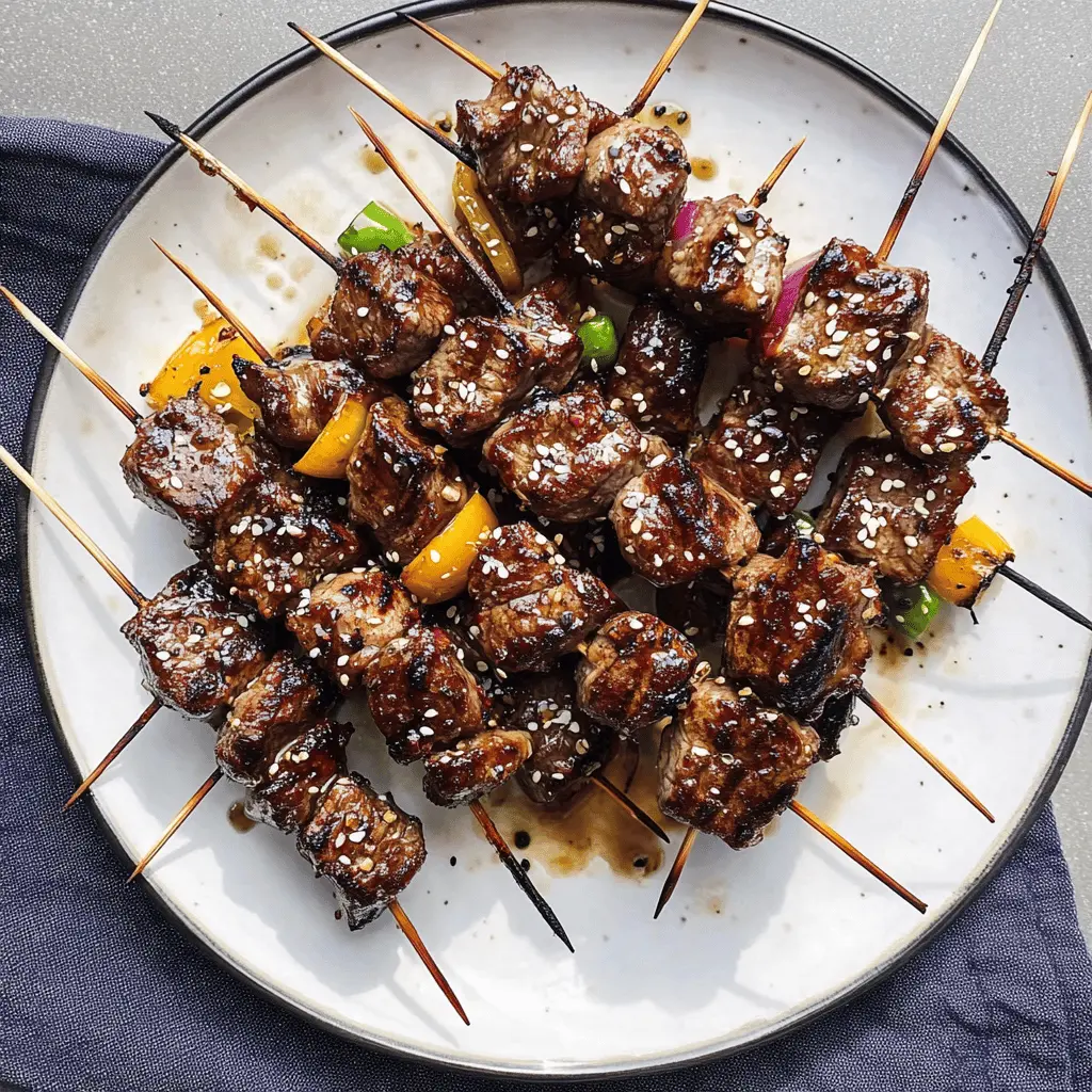 Fire up your grill for these Asian Garlic Steak Skewers that are packed with irresistible flavors! With tender steak marinated in a delicious blend of garlic, soy sauce, and ginger, these skewers are perfect for summer barbecues or a quick weekday dinner. Save this pin and impress your friends and family at your next gathering!