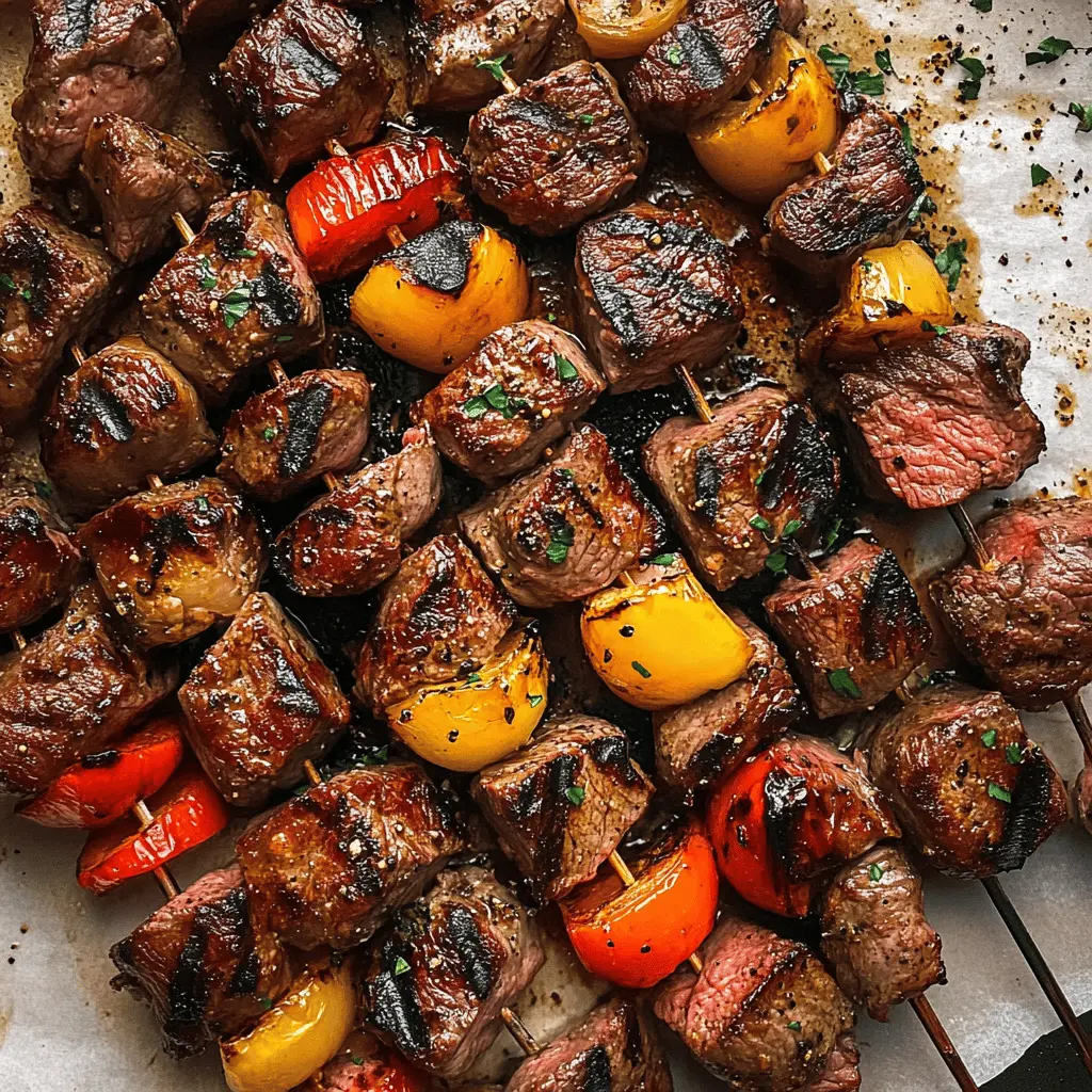 Fire up the grill for these mouthwatering grilled steak kabobs! Juicy chunks of tender steak paired with vibrant peppers and onions make for a delicious and colorful meal. Perfect for summer BBQs or family dinners, these kabobs are easy to prepare and always a crowd-pleaser. Save this recipe and impress your guests at your next gathering!